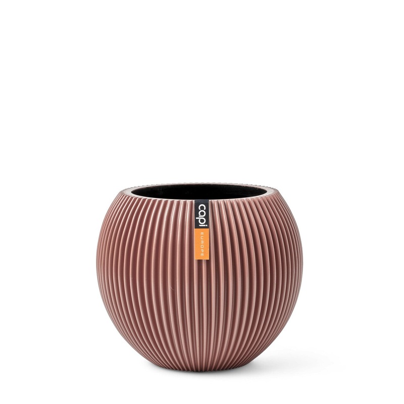 Vase ball Groove 18 x 15cm Pink