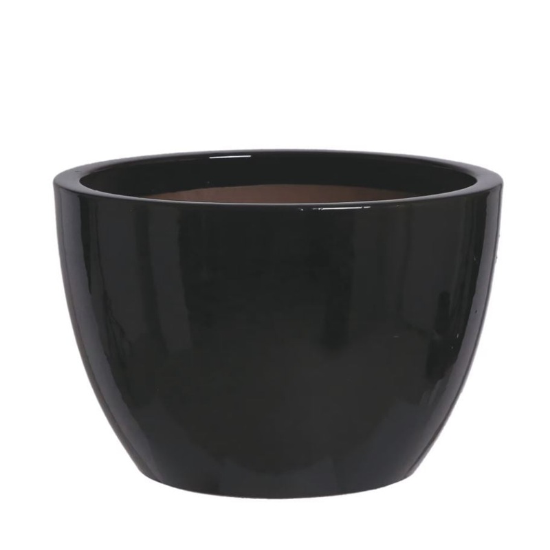 Plum Egg Pot Low 21cm x 15cm Black