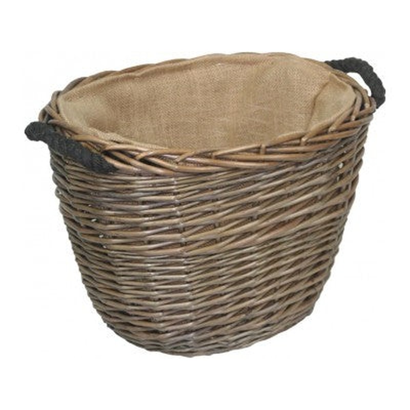 Antique Wash Oval Log Basket Small