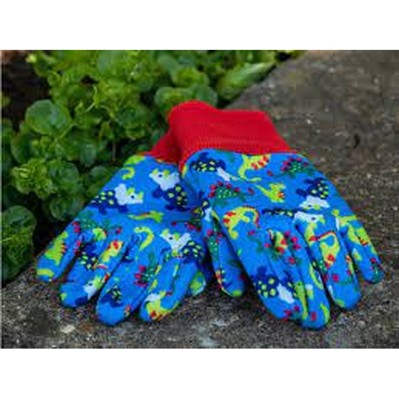 kids Dinosaur Garden Gloves Blue