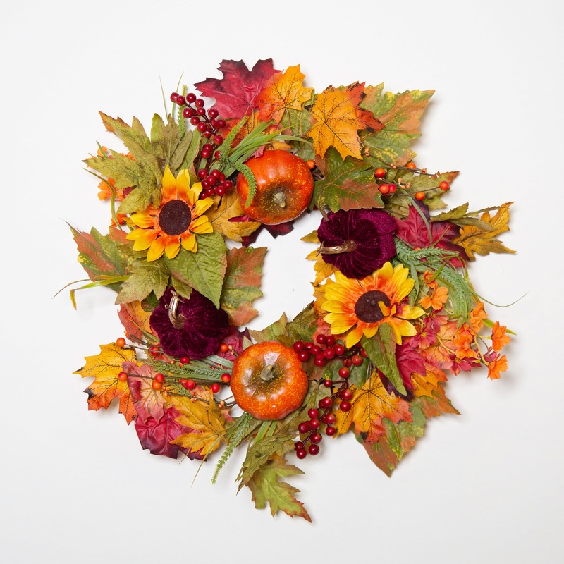 24' WREATH with Sunflowers and Pumpkins