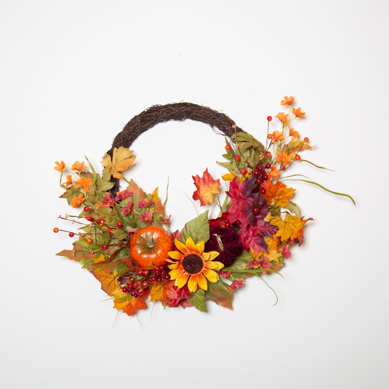22' Wreath with Sunflowers and Pumpkins