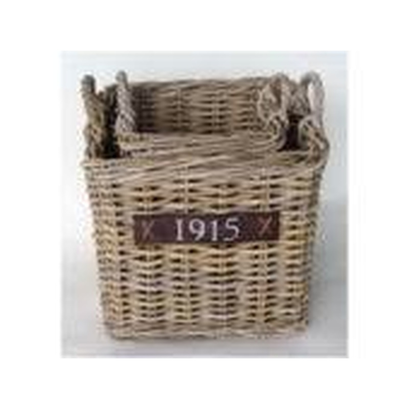 Log Basket Rattan Grey With Wheels 65 H60cm