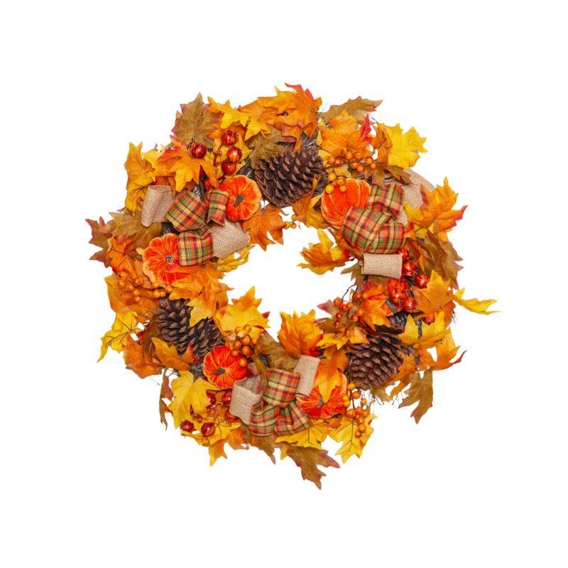 AUTUMN HESSIAN BOW WREATH 66Wx18H CM
