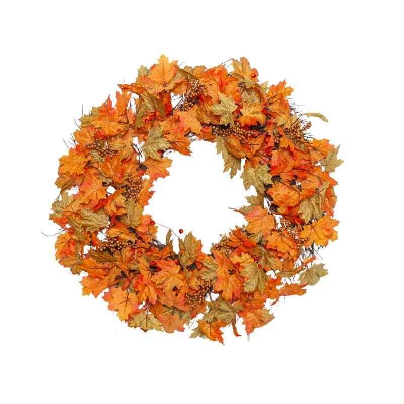 AUTUMN MIXED LEAVES WREATH 71WX22H CM