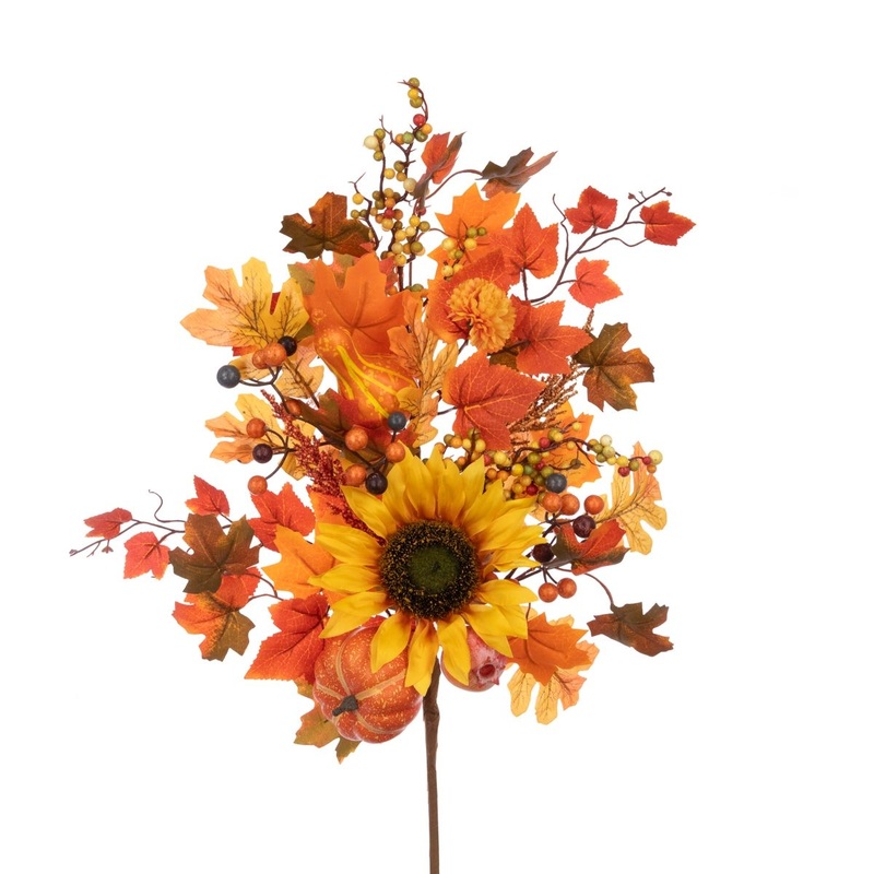 Sunflower & Pumpkin Spray 61cm