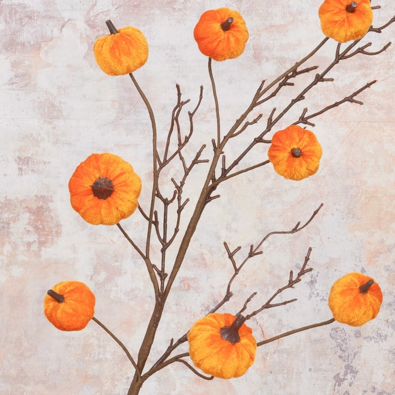 Velvet Pumpkin Spray 74cm