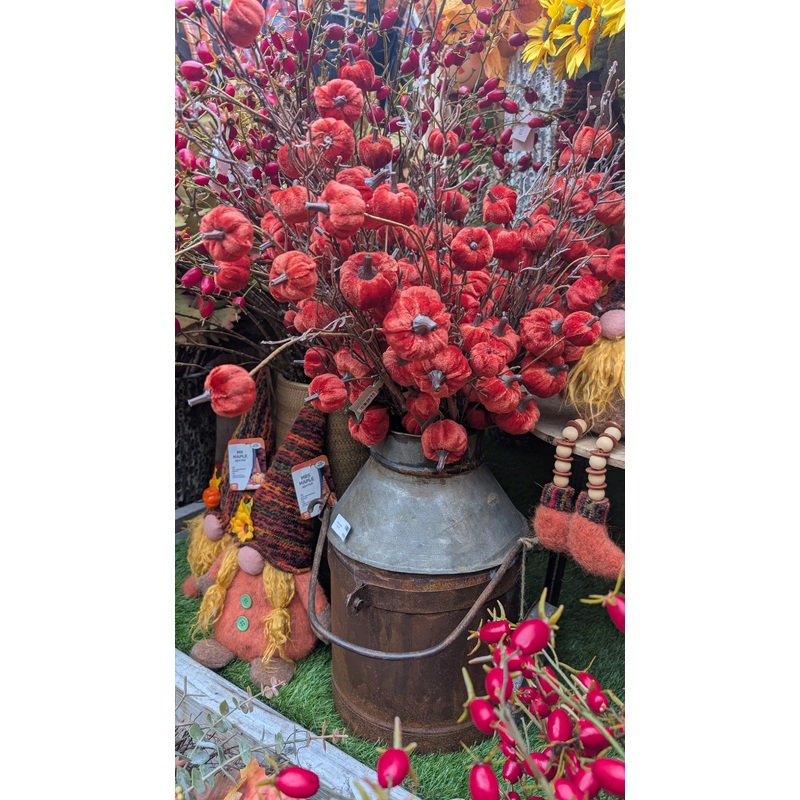 Velvet Pumpkin Spray 74cm Rust
