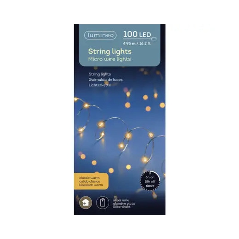 Micro LED stringlights steady BO indoor silver/Classic warm