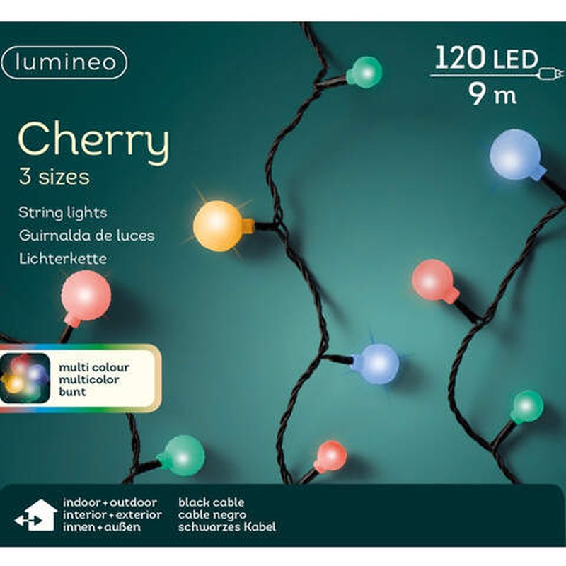 LED cherry lights gb steady outdoor black/multi L.900cm