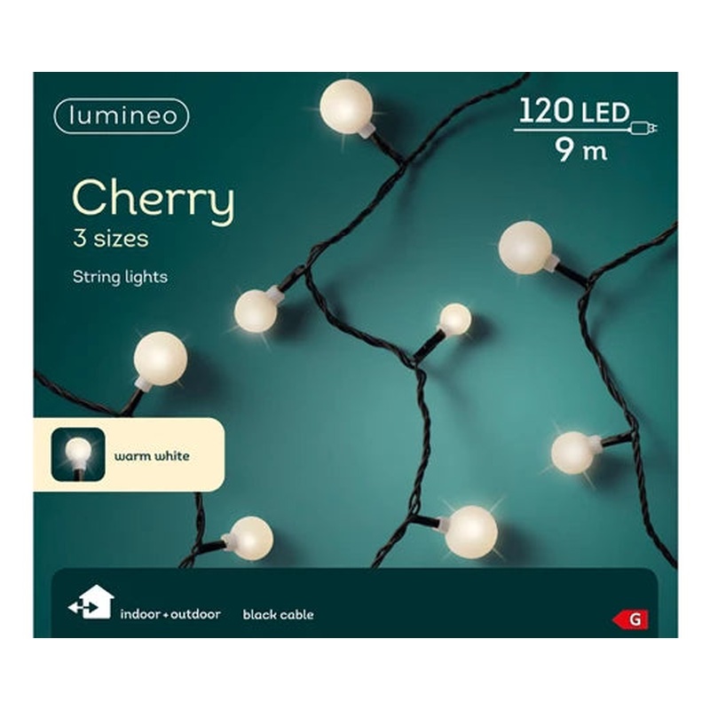 LED cherry lights gb steady outdoor black/warm white L.900cm