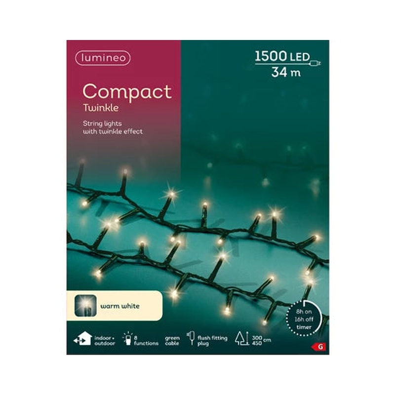 LED compact lights gb 8 function twinkle effect outdoor green/warm white L.3400cm