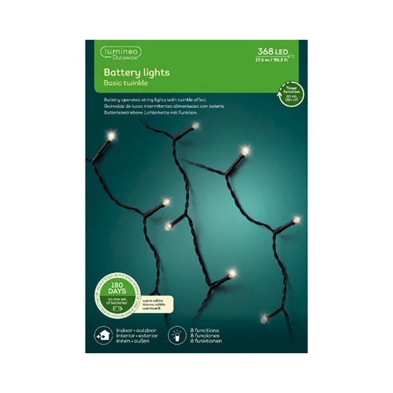 LED Durawise basic lights 8 function twinkle effect BO outdoor black/warm white L.2750cm