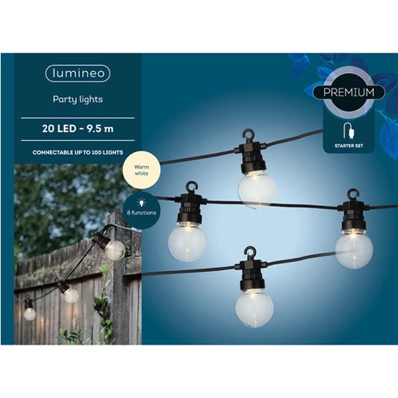 LED partylight gb 8 function twinkle effect outdoor black/warm white dia4.5cm x L.950cm