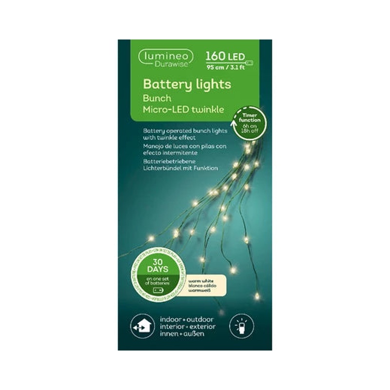 Micro LED Durawise bunch lights 8 function twinkle effect BO outdoor green/warm white L.95cm