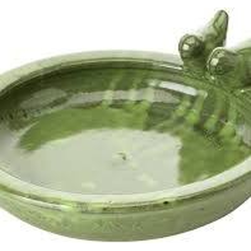 Bird bath ceramic round green