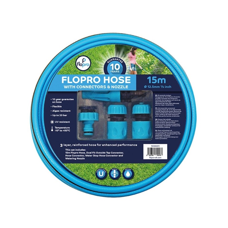 Flopro Hose 15m with Connectors & Nozzle