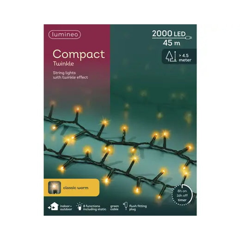 LED compact lights gb 8 function twinkle effect outdoor green/classic warm L.4500cm