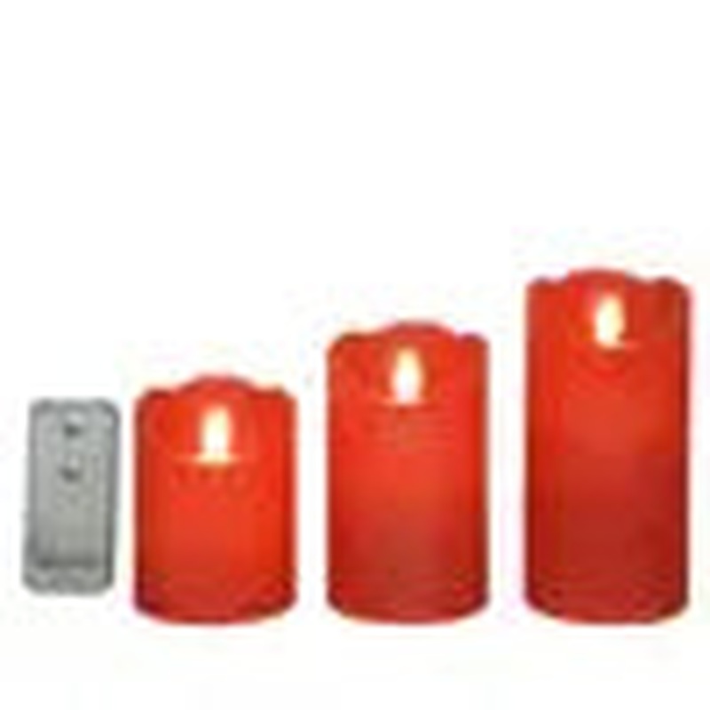 LED waving candle wax wave top BO indoor mix christmas red/warm white D.7.5cm x H.15cm