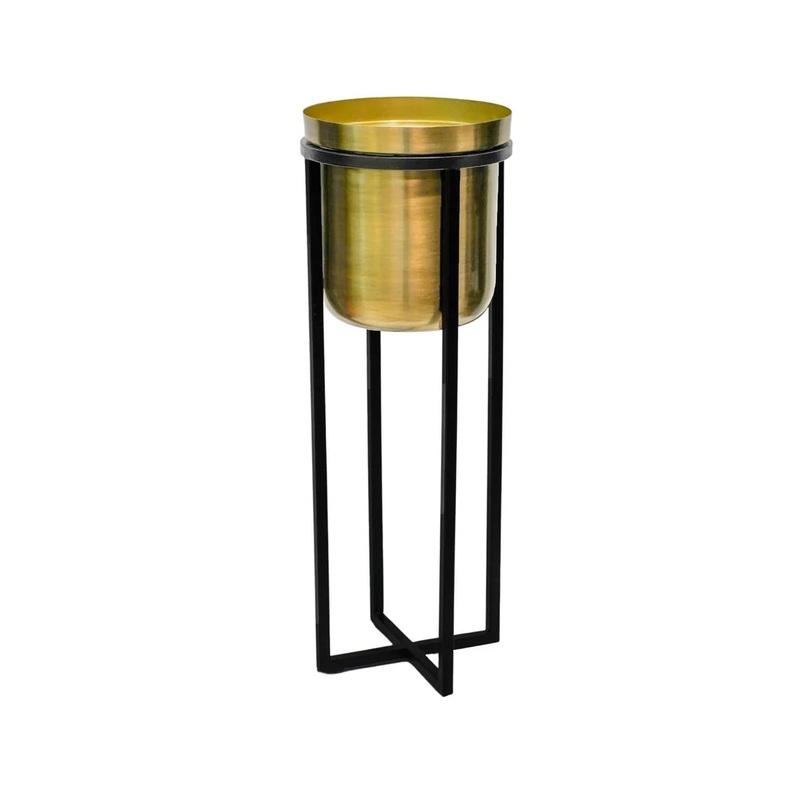 Calla Planter Stand Black/Antique Gold H78cm 29cm
