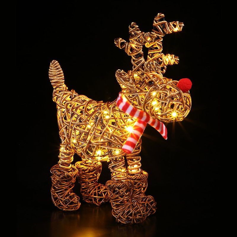 45CM SMALL BROWN WICKER RUDOLPH WITH 60 LEDS