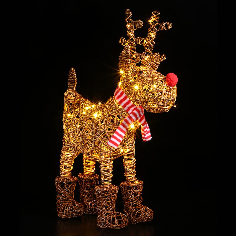 75CM LARGE BROWN WICKER RUDOLPH WITH 120 LEDS