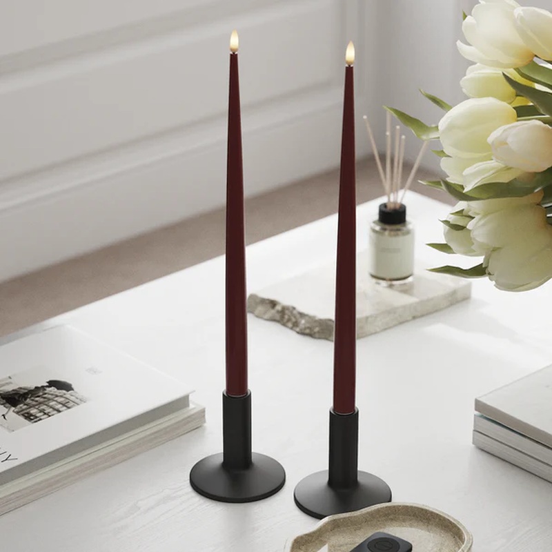 Bordeaux LED Shiny Dinner Candle. 2 stk (38 cm) (PR)