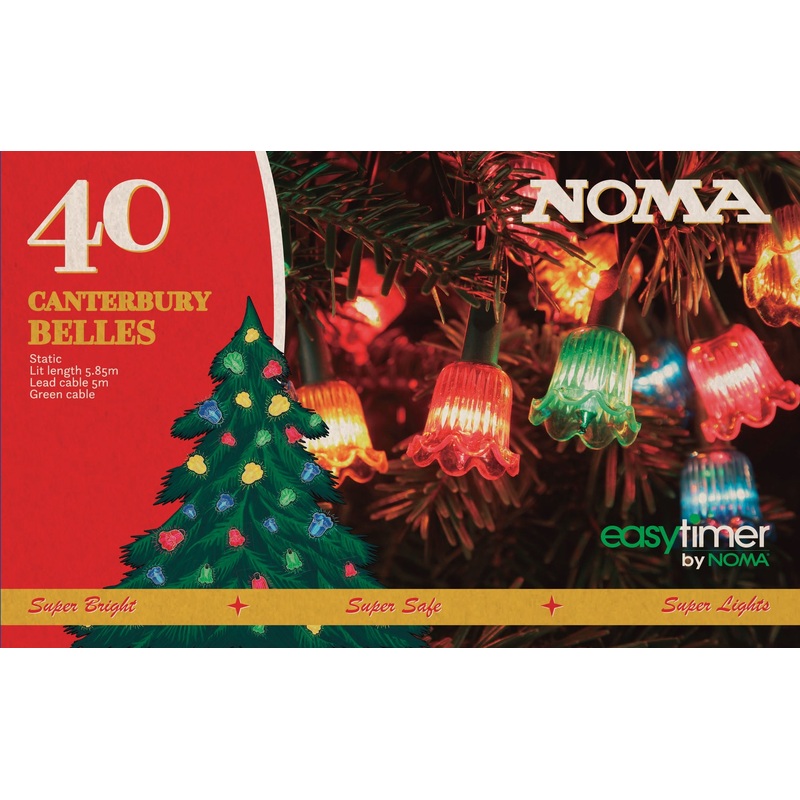 Bring vintage Christmas cheer with NOMA 80 Multicolour Canterbury Belle Lights  classic bell-shaped LEDs. Nationwide delivery across Ireland.