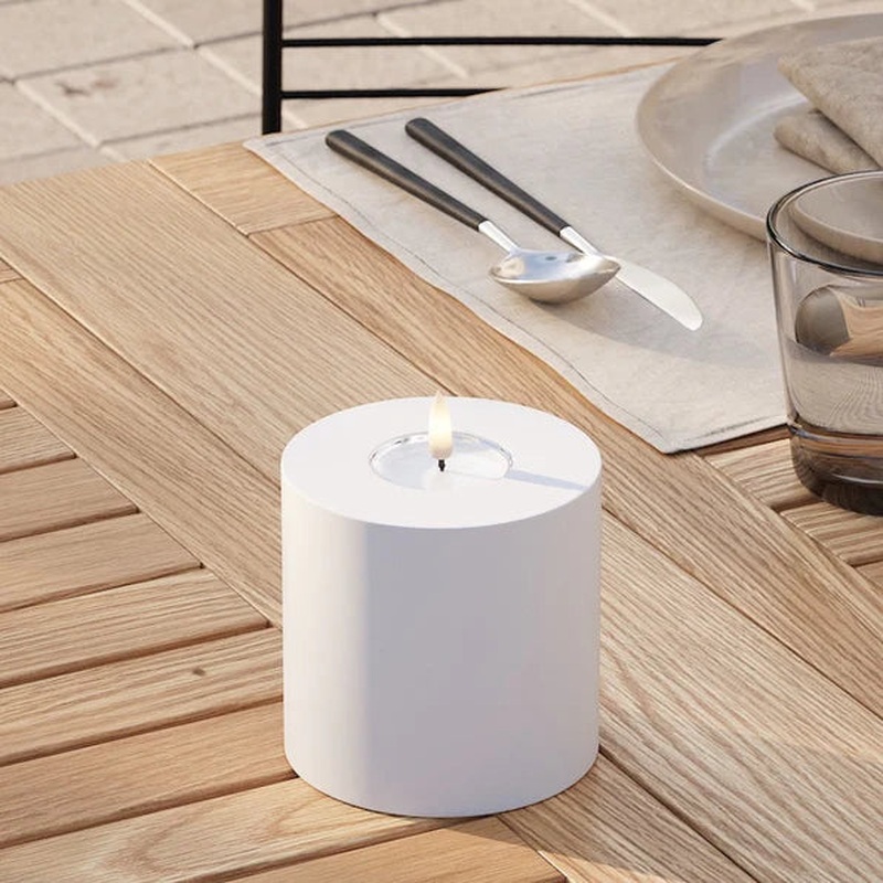White Outdoor LED Candle 10 x 10 cm