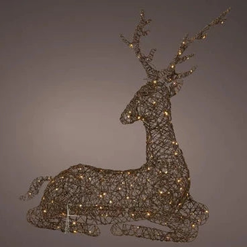 LED reindeer gb wicker steady outdoor brown/warm white L.82cm x W.102cm x H.110cm