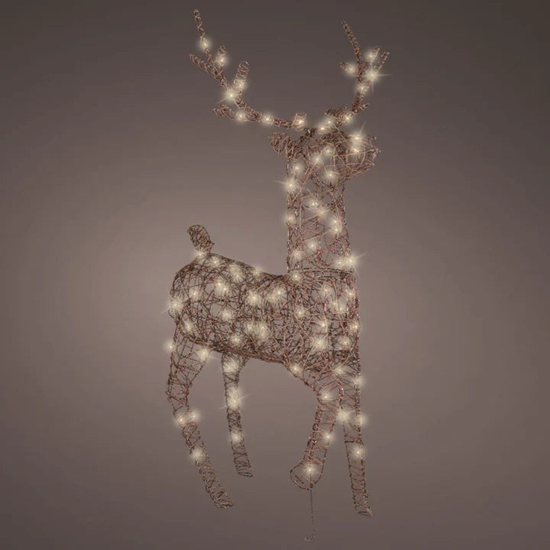 LED reindeer gb wicker steady outdoor dark brown/warm white L.26cm x W.86cm x H.147cm