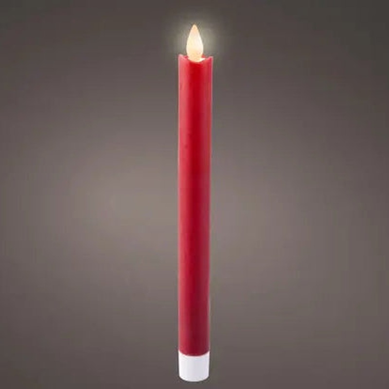 LED waving dinner candle wax flat top steady BO indoor christmas red/warm white dia2.1cm x H.24.5cm