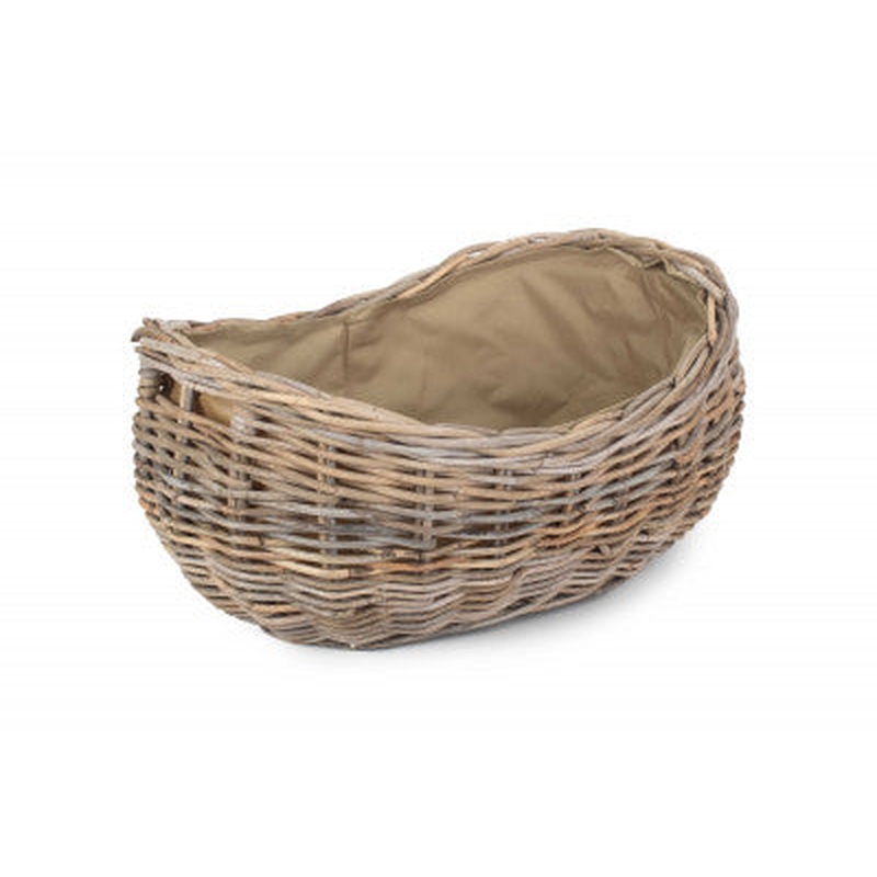 Boat Shaped Rattan Log Basket with Cordura Lining Large