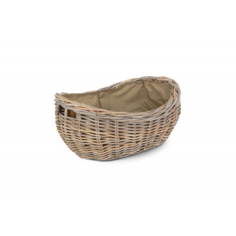 Boat Shaped Rattan Log Basket with Cordura Lining Medium