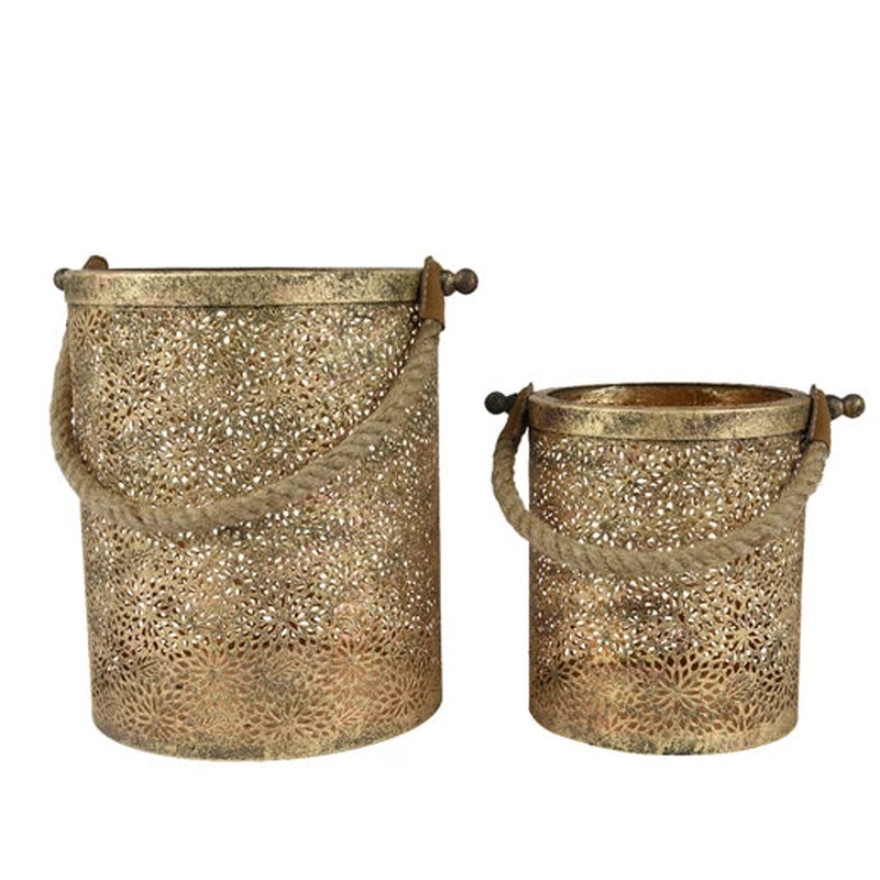 Lantern iron antique gold dia20cm x H.25cm