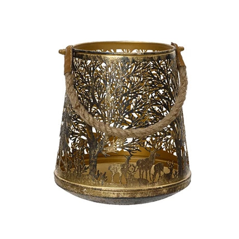 Lantern iron round yes gold antique H.23cm