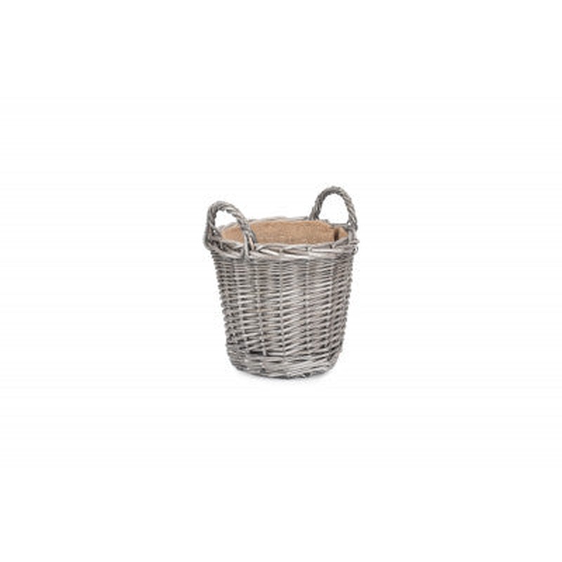 Round Lined Wicker Log Basket Small