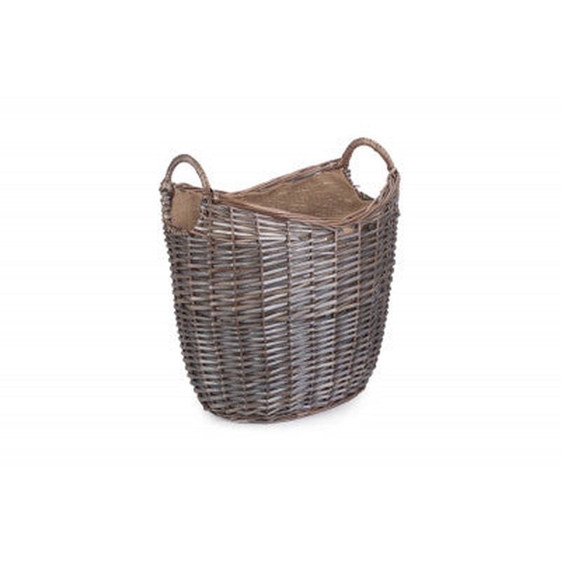 Scoop Neck Antique Wash Hessian Lined Basket Medium