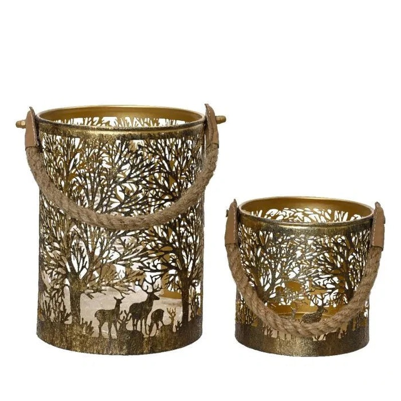 Lantern iron round yes gold antique L.16cm x W.16cm x H.20cm