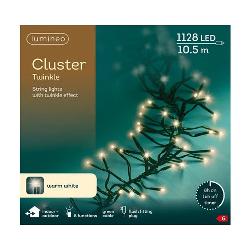 LED cluster lights gb 8 function twinkle effect outdoor green/warm white L.1000cm