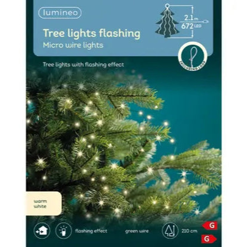 Micro LED tree bunch gb flashing effect outdoor green/warm white L.210cm