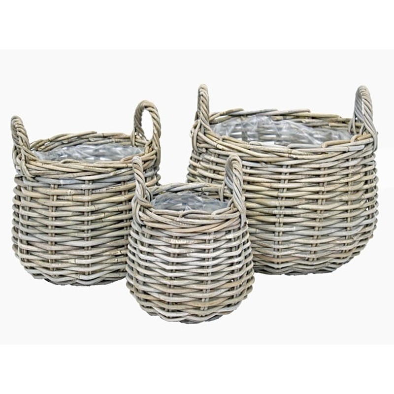 Basket Rattan Grey 30cm H21cm