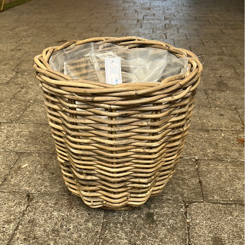 Basket Rattan Pot Round Grey 29cm H30cm