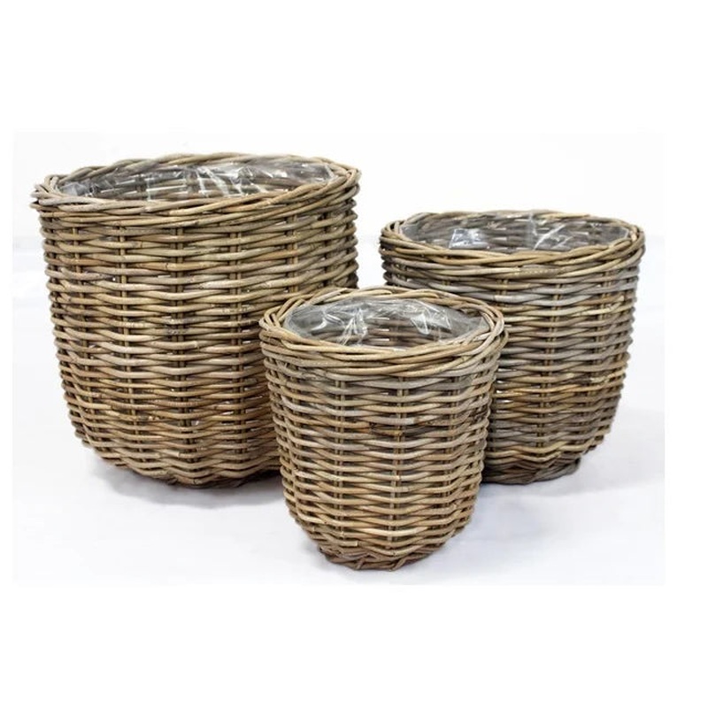 Basket Rattan Pot Round Grey 43cm H40cm