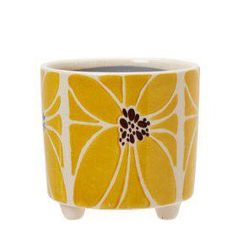 LARA Pot White/Yellow 12 x 11cm