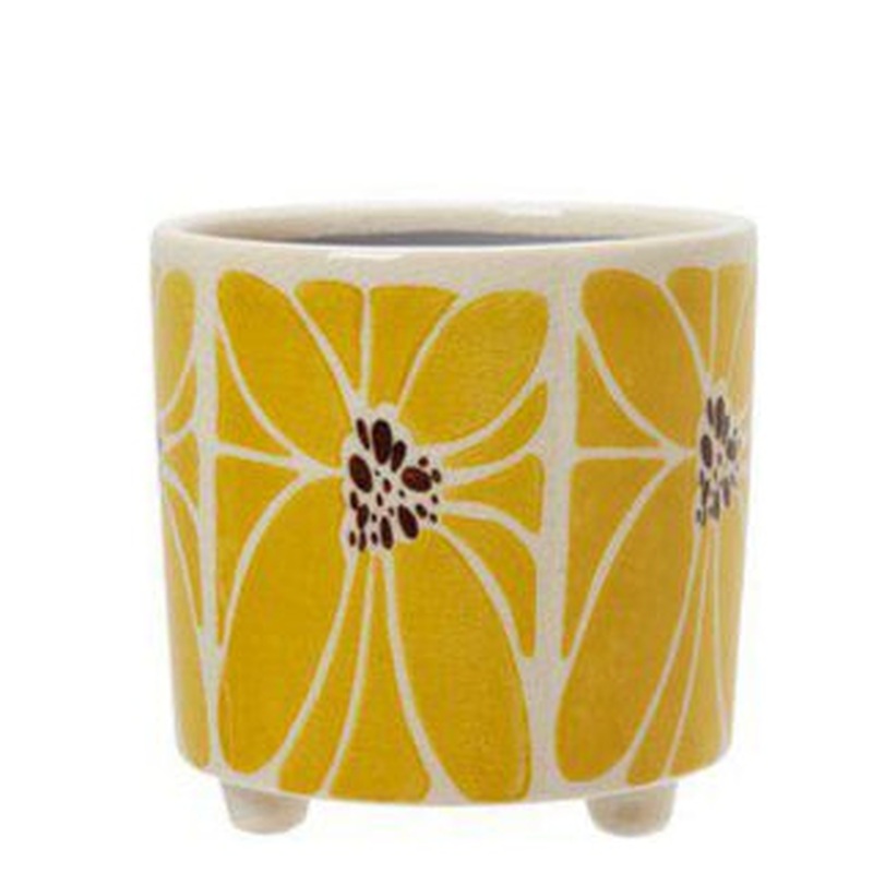 LARA Pot White/Yellow 14 x15cm