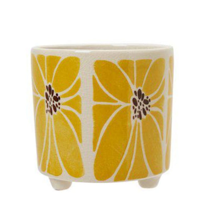 LARA Pot White/Yellow 17 x 17cm