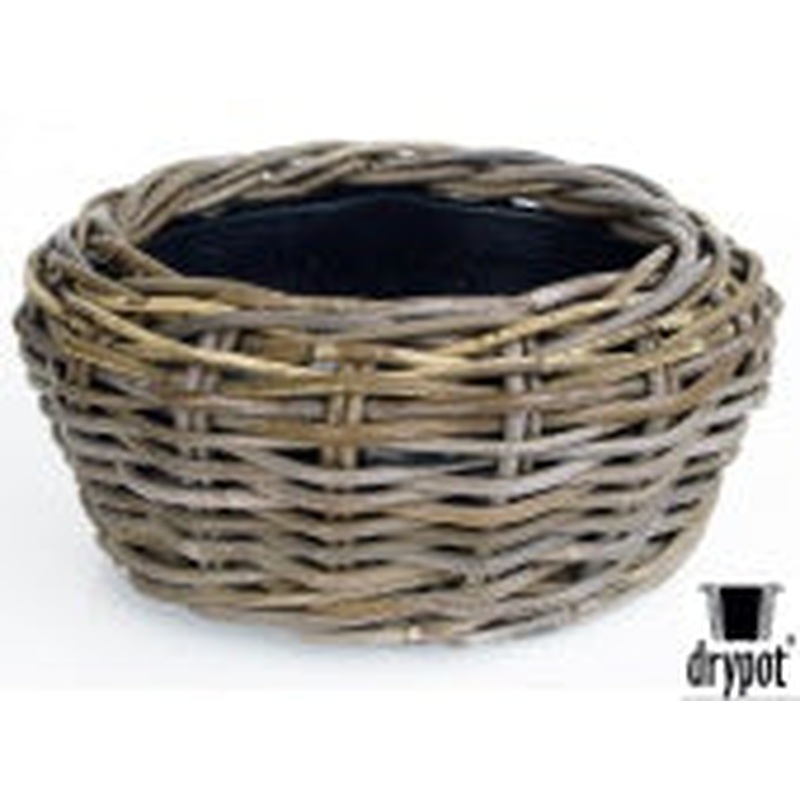 Drypot Bowl Rattan Grey Pot 32h 14cm