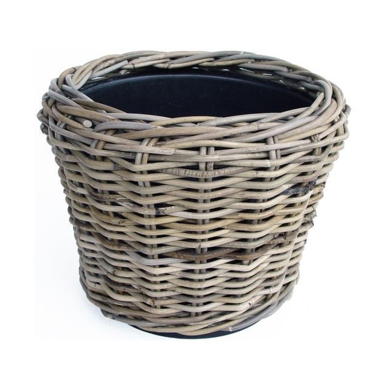 Drypot Round Pot Rattan Grey 36cm H28cm