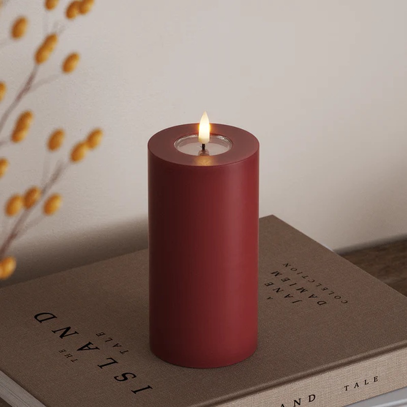 Bordeaux (Red) LED Candle 7.5 x 15 cm
